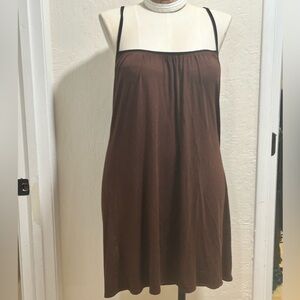 Brown and Black Spaghetti Strap Slip Dress by JP and Mattie